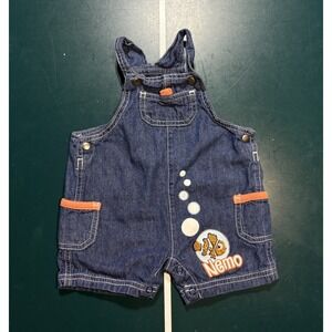 Vintage Finding Nemo Denim‎ Overalls Shorts Size 3-6 Months Infant Disney Rare